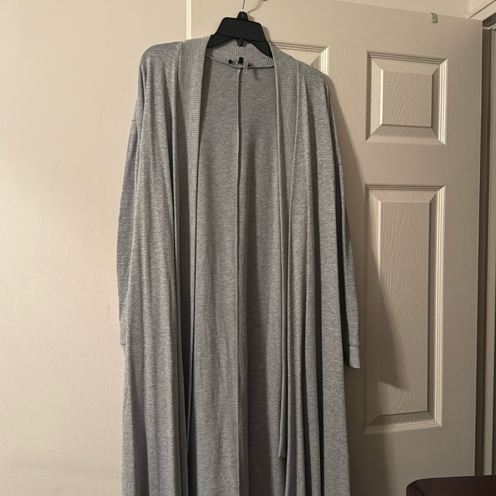 One State grey cardigan long with asymmetrical hem